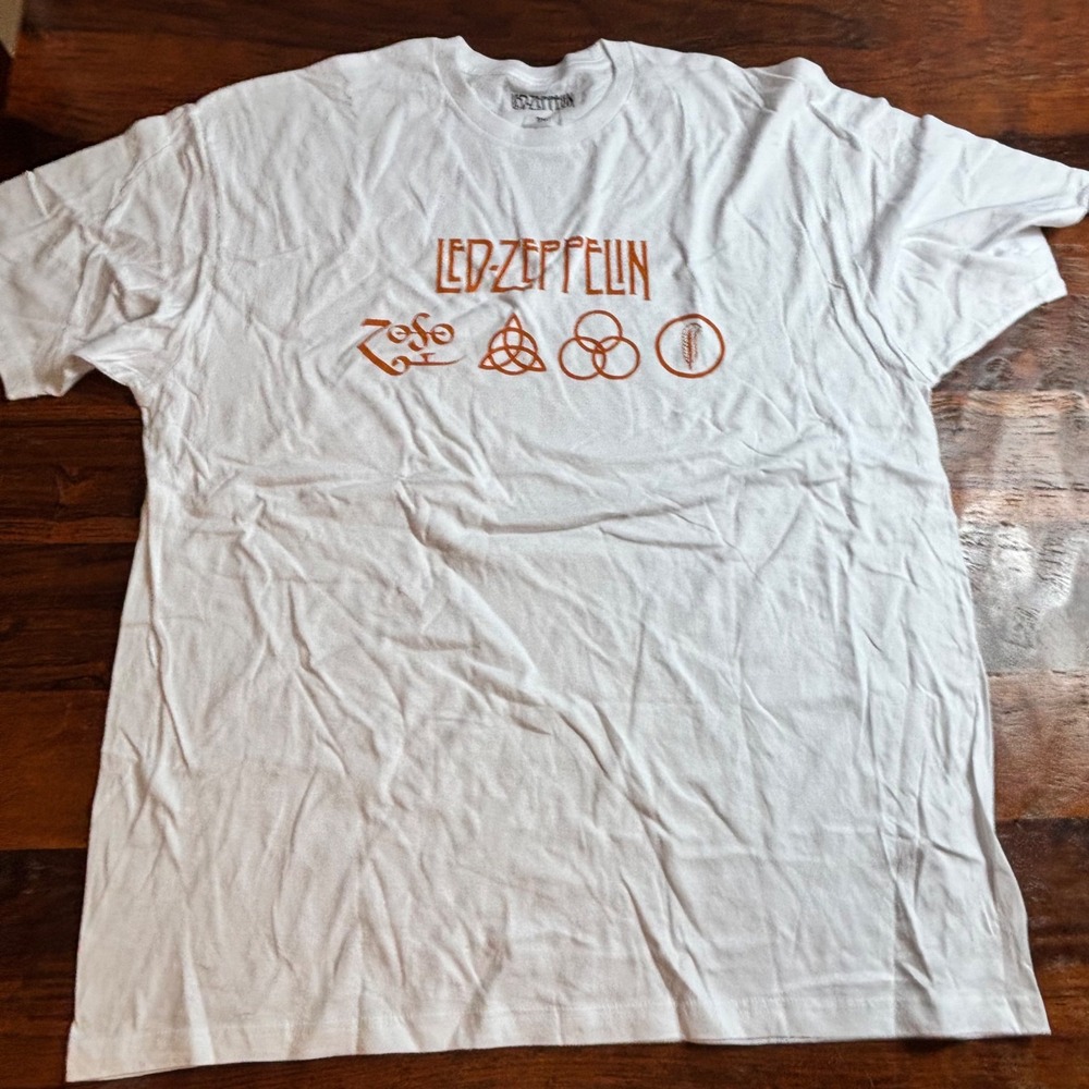 Led Zeppelin Band T Shirt White 2XL 100‎ Percent Cotton Graphic Tee